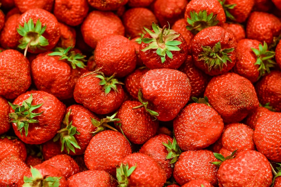 Fresh ripe strawberries ready for freezing